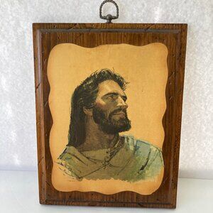 Dicksons Indiana Vintage Wood Plaque Jesus Picture 12" x 9.25"